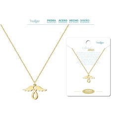 Colgante Angel Acero Color Dorado - Coleccion Colgantes amuletos